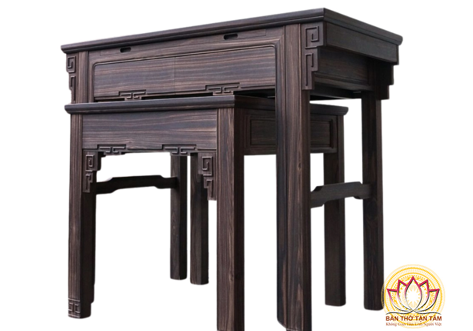 Đường nét Bàn thờ Gỗ Mun tối giản tôn vinh vân gỗ